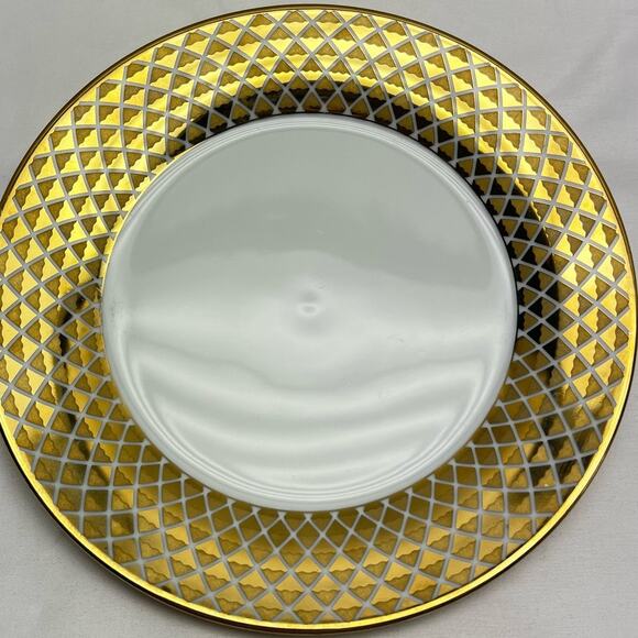 Ciroa Luxe Fine Porcelain Metallic Lattice Pattern Salad Plate Replacement - Picture 2 of 6